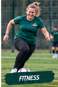 Woman in teal DRIBLR shirt dribbling — Belong