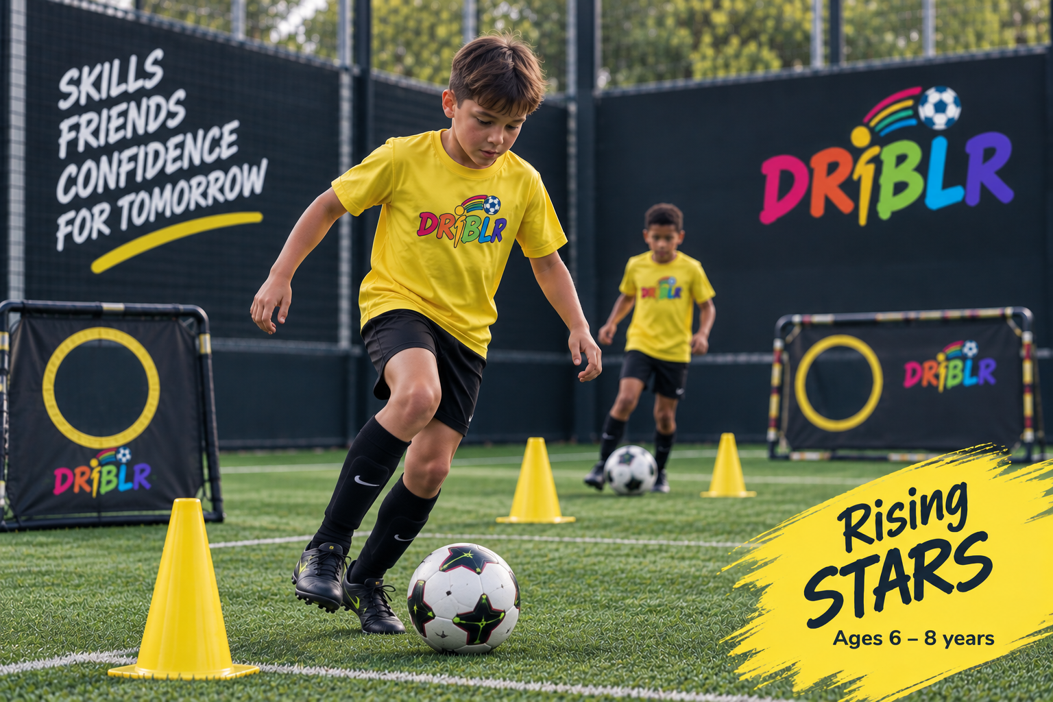 Rising STARS children training on pitch
